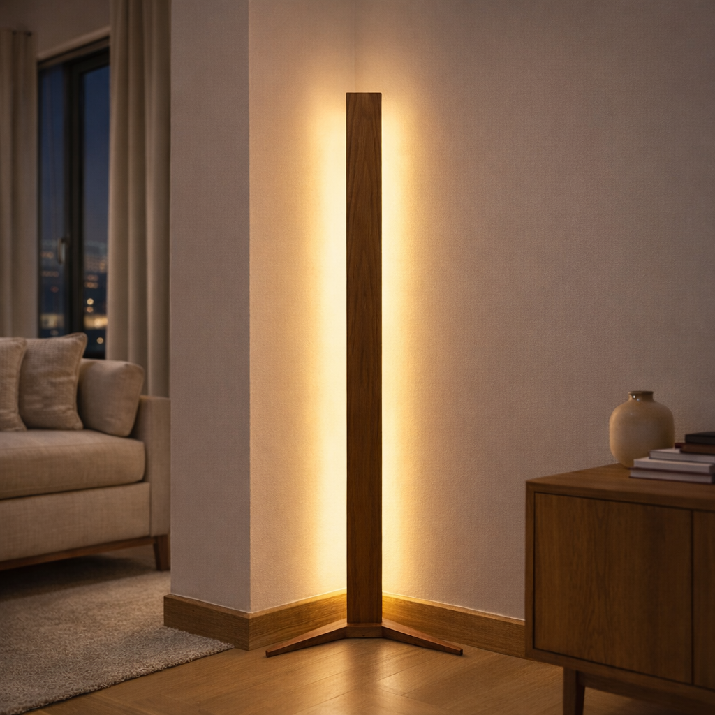 Wooden Corner Lamp